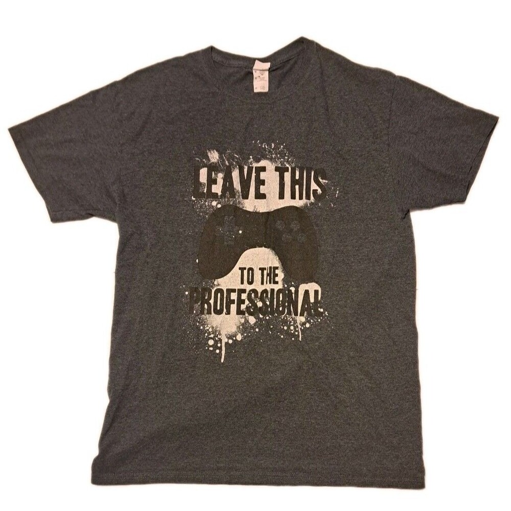 "Leave This to the Professional" Men’s Medium Gray Gamer Pro T-Shirt Cotton-Poly
